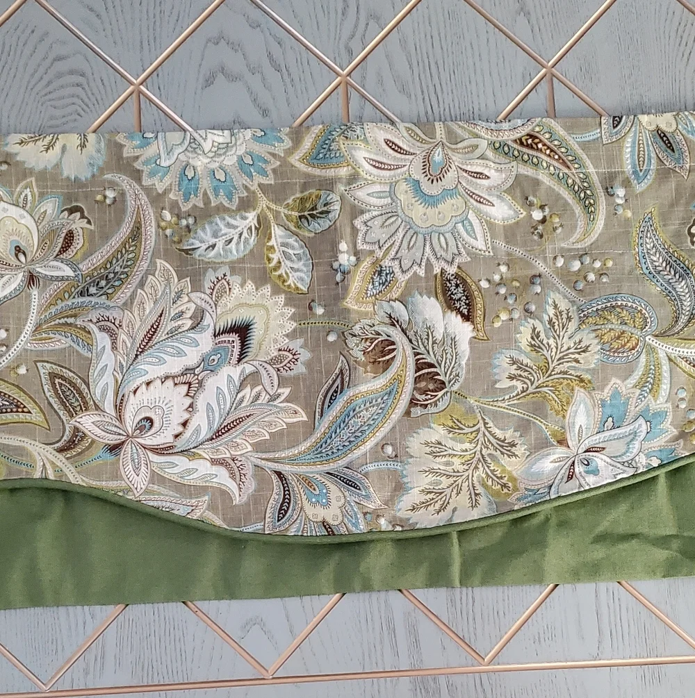 Floral Patterned Valance with Green Trim. 52